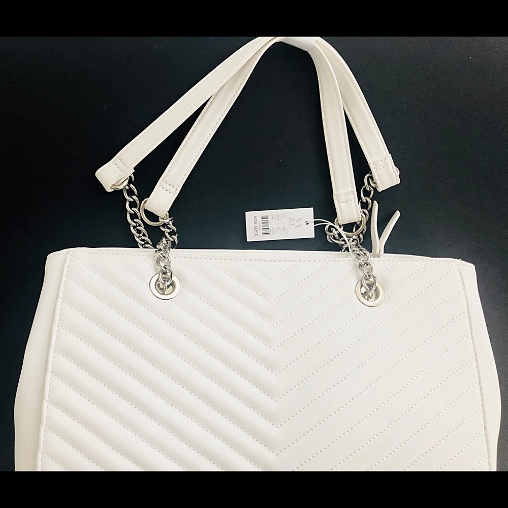 All white handbag